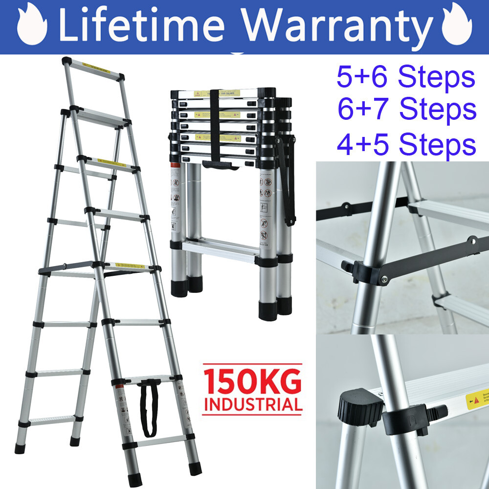 Telescopic Extension Aluminum Step Ladder Folding Multi Purpose New 4-7 Step