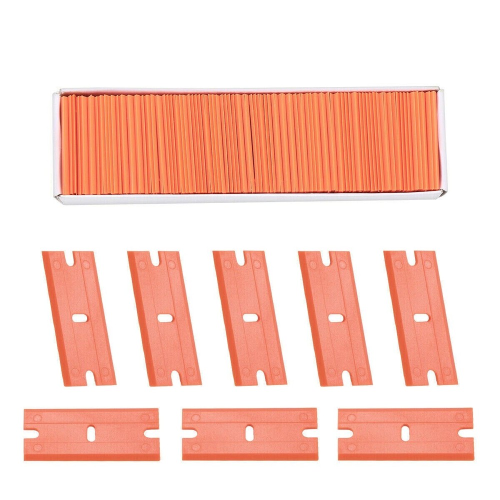 50 Pcs Plastic Razor Blades + 1 Razor Scraper Double Edged Sticker Removal Tool