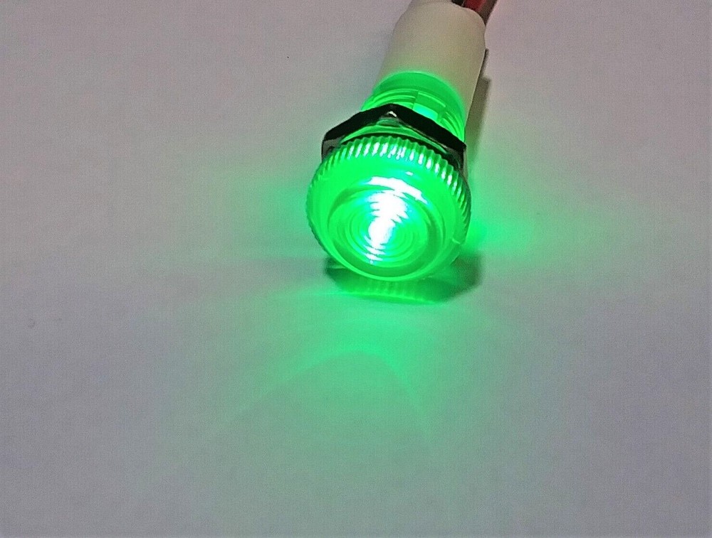 BBT 12 volt DC Waterproof Low-Profile Green LED Indicator Light