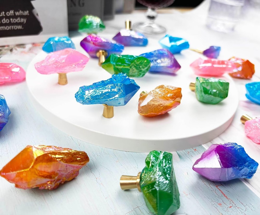 Natural Crystal Stone Cabinet Knobs Decorative Drawer Knobs Handles Gemstone ...
