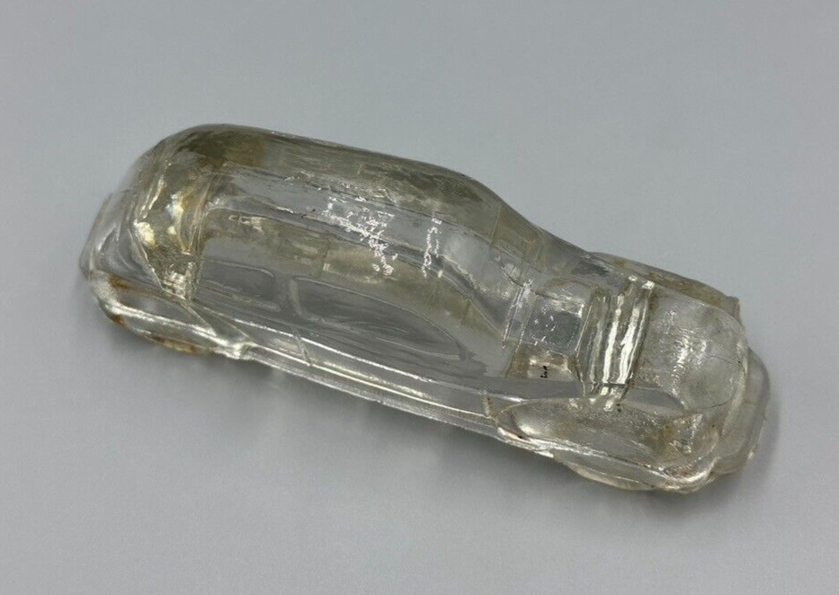 1940s Automobile STREAMLINED CAR Glass CANDY CONTAINER Vintage E&A 34