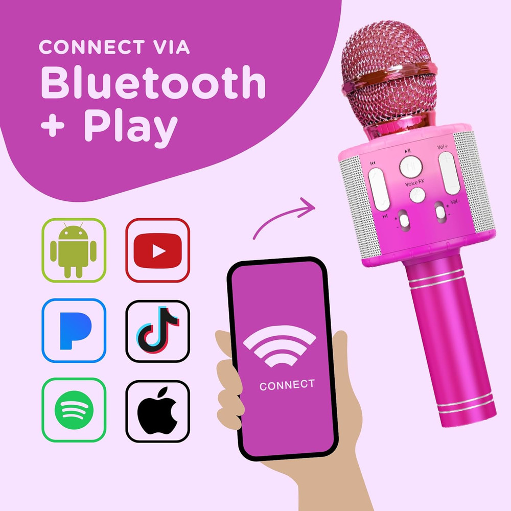 , Kids Karaoke Microphone | Includes Stickers & Bluetooth | Kids Birthday Gift |