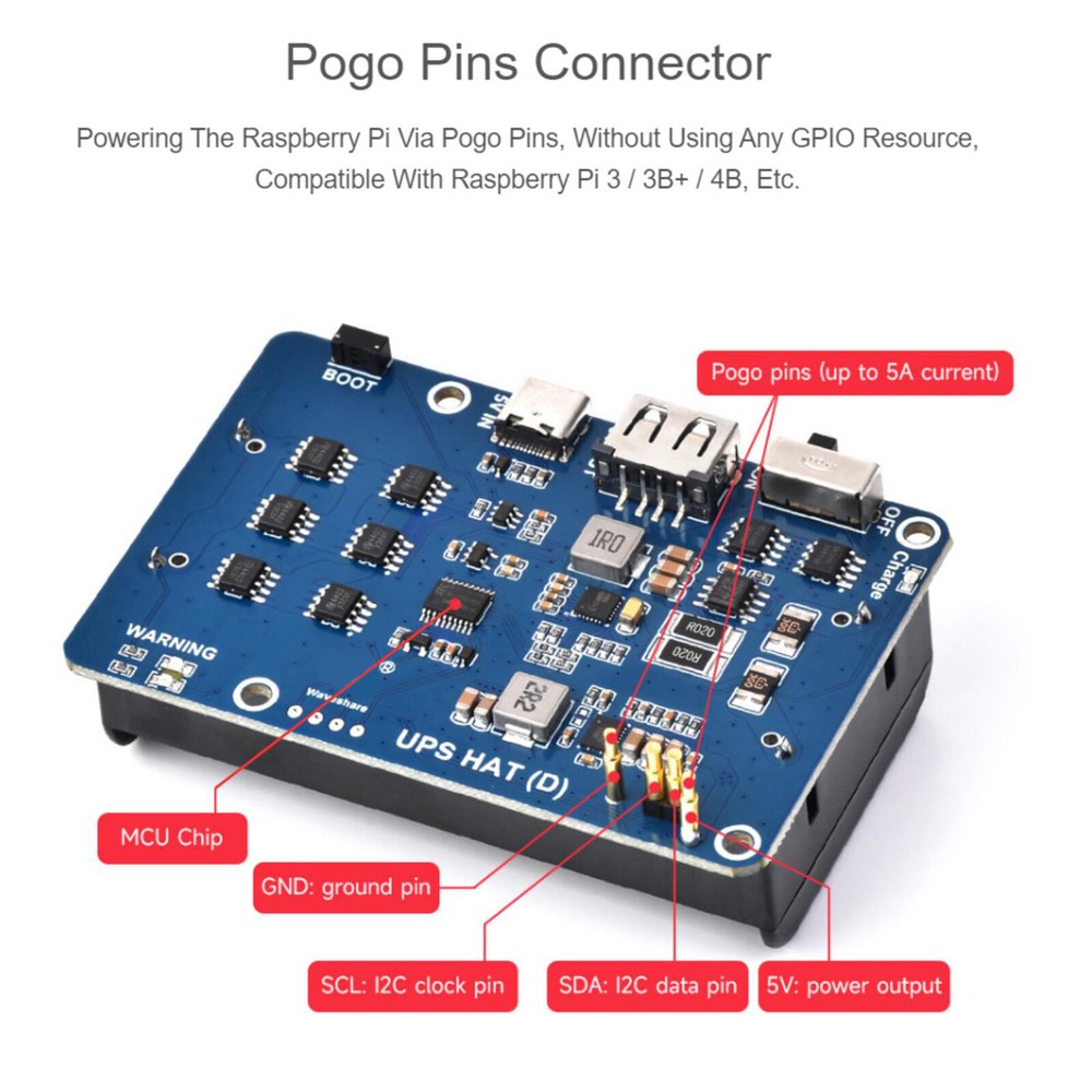 UPS HAT (D) Kit For Raspberry Pi 5V Uninterruptible Power Supply Module US