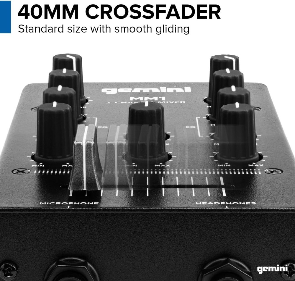 Pocket-Sized 2-Ch DJ Mixer - Pro Crossfader & EQ Controls