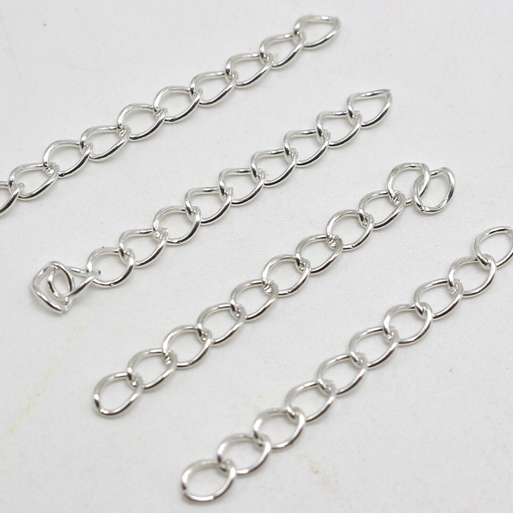 100 Silver Plated Extended Extension Jewelry Chains Tail Extender Finding