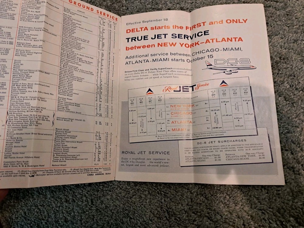 September 1 1959 Delta Air Lines Schedule