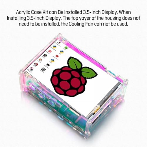 Acrylic Case for Raspberry Pi 5,with Active Cooling PWM Transparent Iridescent