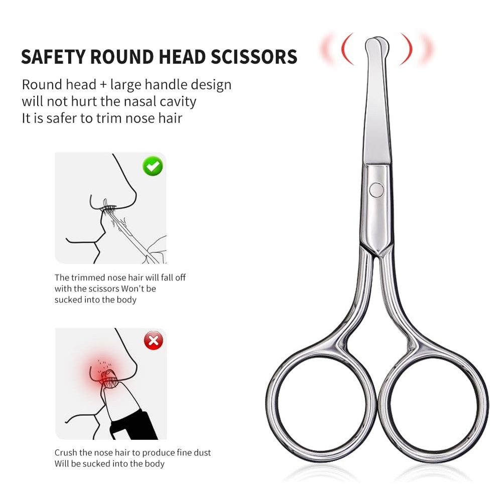 AsonTao Small Scissors With Round Tip Design - 3.75 inches, Silver