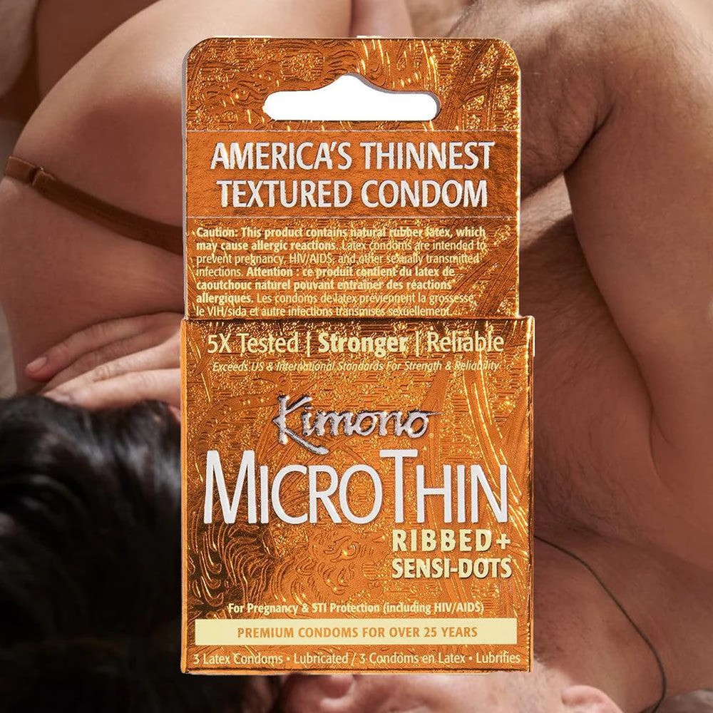 Kimono MicroThin Ribbed + Sensi-Dots Condoms | 3-Pack