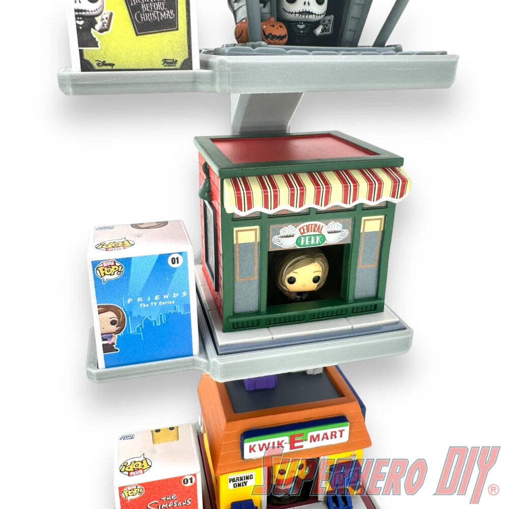 STACKABLE Floating Shelf for Bitty Pop Towns | Includes command strips
