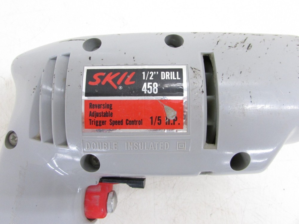 VINTAGE SKIL TOOLS 1/2” REVERSIBLE / ADJUSTABLE SPEED CONTROL TRIGGER DRILL 458