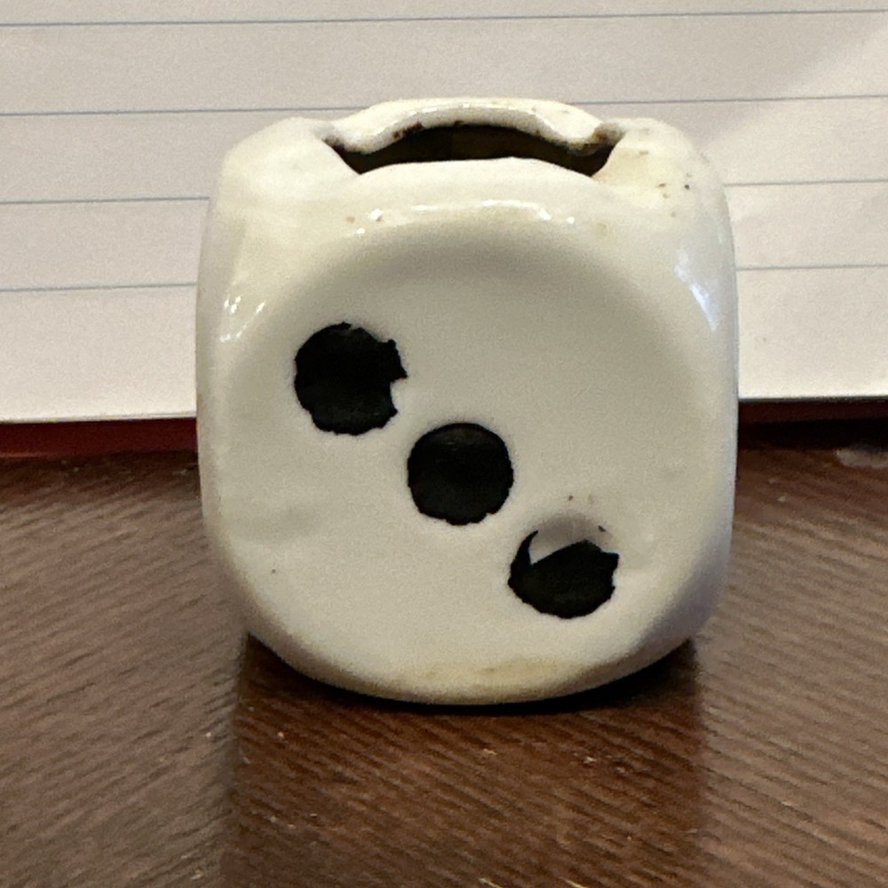 Vintage Ceramic Japan Single Dice Ashtray.