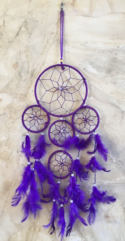 5 Circles Purple Dream Catcher Wall Hanging