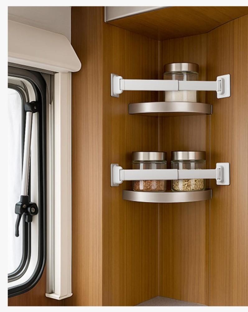 RV Shower Corner Storage Bars 3 Pack, Aluminum Adjustable Camper Shelf Retainer