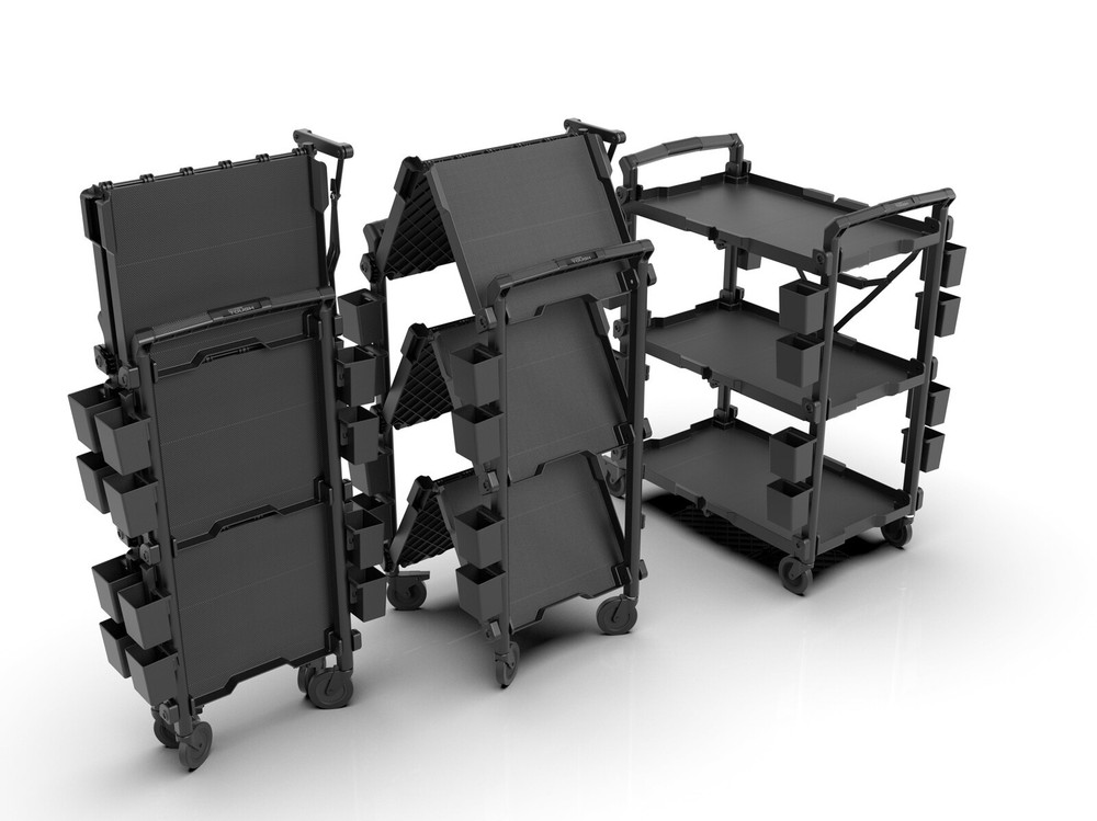 Portable Hyper Stack Collapsible Utility Cart Foldable Service Tool Cart Black
