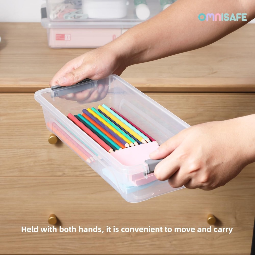 Plastic Storage Bin with Lid, Stackable Design, Clip Box for Crafts, Supplies...