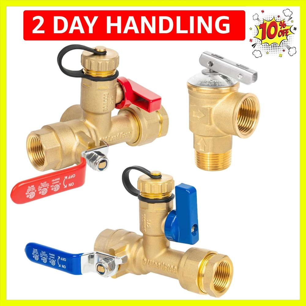 Tankless Water Heater Service Valve Kit, 3/4 Inch IPS Isolator Set with Press...