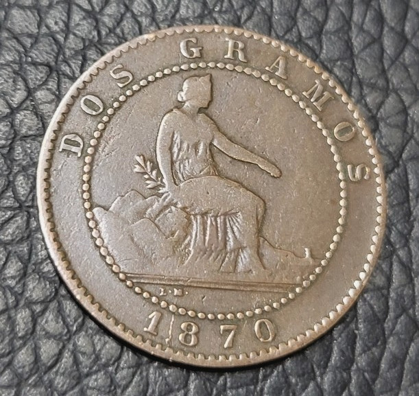 1870 Spain 2 Centimos Coin