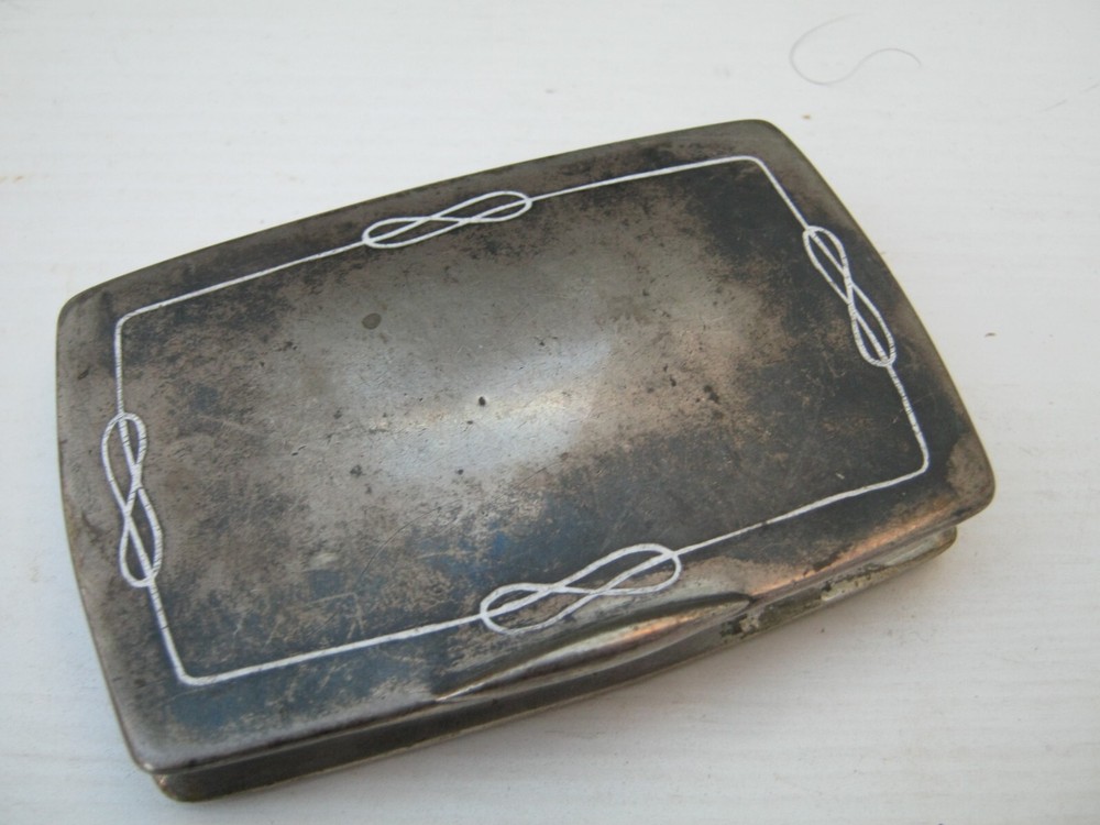 Antique Continental Silver & Enamel Case / Box Unusual Design
