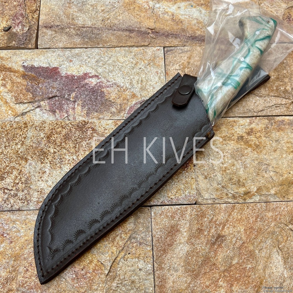 15'' Handmade D2 Steel Hunting Fixed Blade Sharp Bowie Knife with Sheath