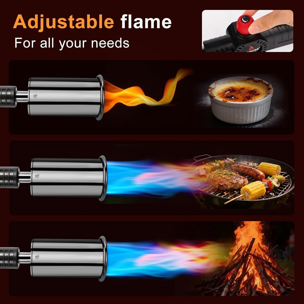 Powerful Adjustable Propane Torch for BBQ, Sous Vide & Welding - Safety Shield