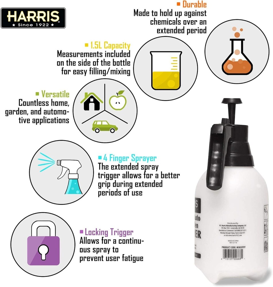 Versatile 1.5L Pressure Sprayer - Adjustable Settings for Home & Automotive Use
