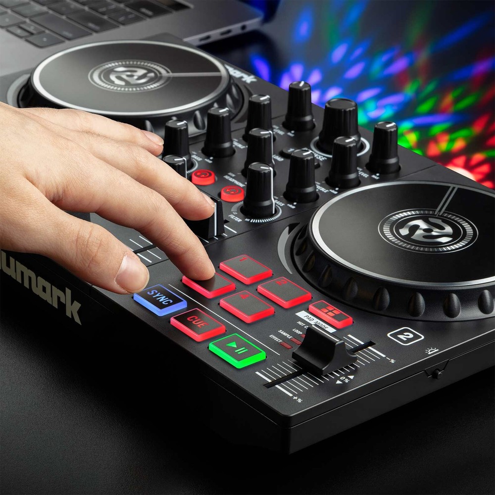 Numark Party Mix II DJ Controller Serato LE Software w 15" Speakers Gig Pack