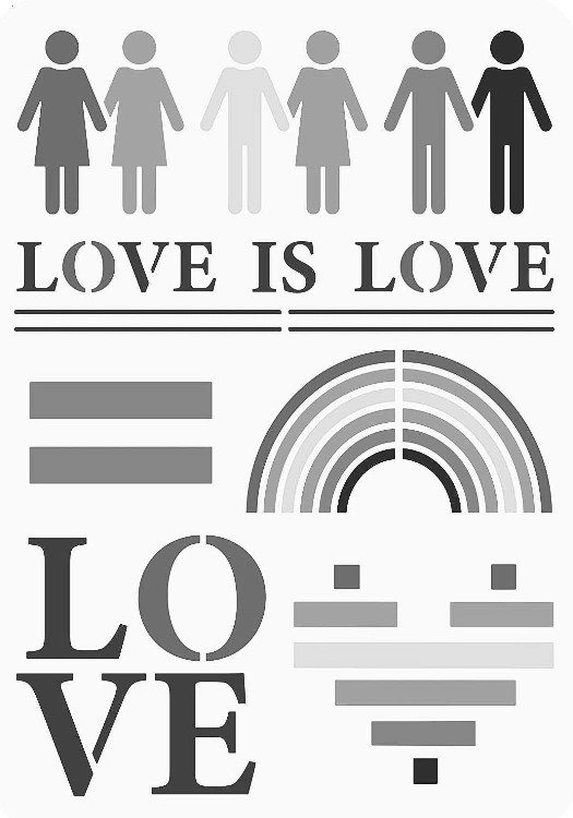 7"x10" Clear Plastic Stencil - Love Is Love (MC191)