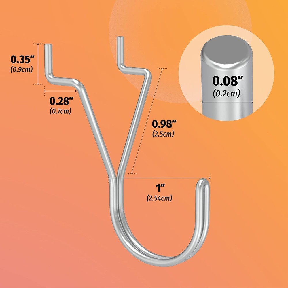 40 Count J-Hook Set - Durable Silver Pegboard Hooks for Effortless Organization