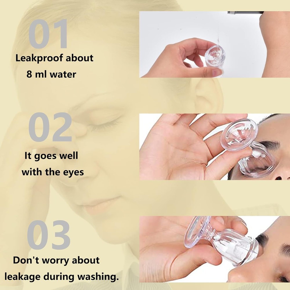 2pc Glass Eye Flush Cup Clear Portable Washing Kit