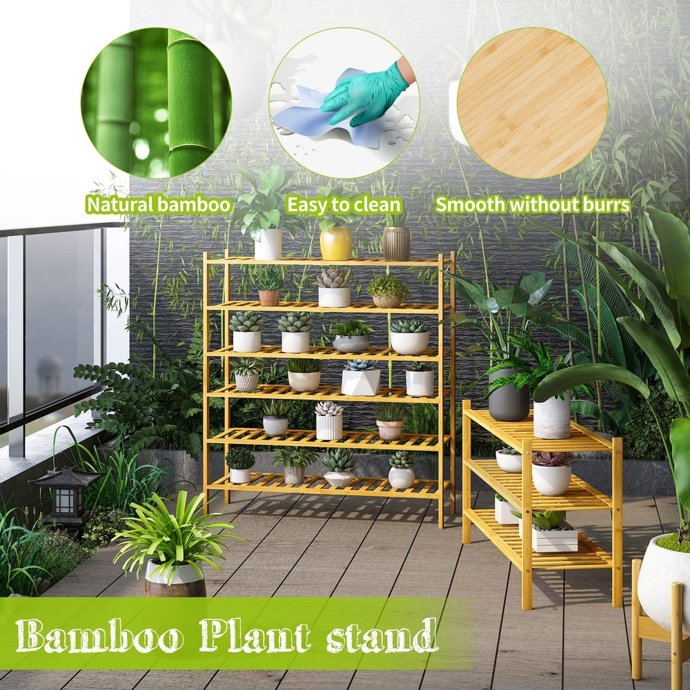 3-Tier Bamboo Extended Shoe Rack Premium Stackable Shoe Shelf Storage Organiz...