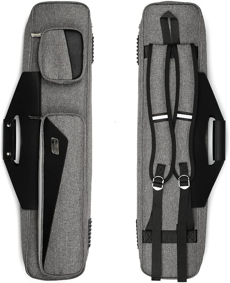 Grey Pool Cue Case 4X4 with Backpack Straps Carrying Case for 4 Pool Cues