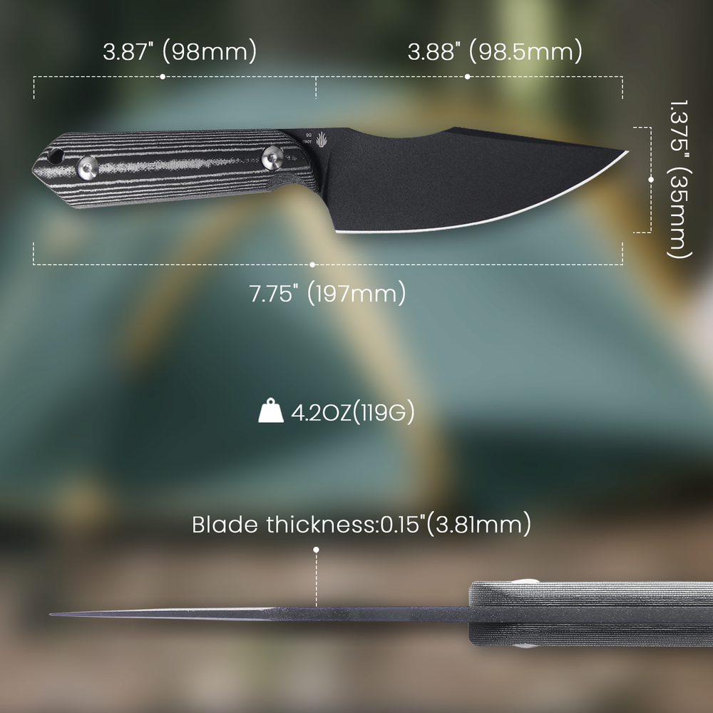 Kizer Harpoon Drop Point Fixed Blade Knife D2 Steel Micarta Handle 1040A1
