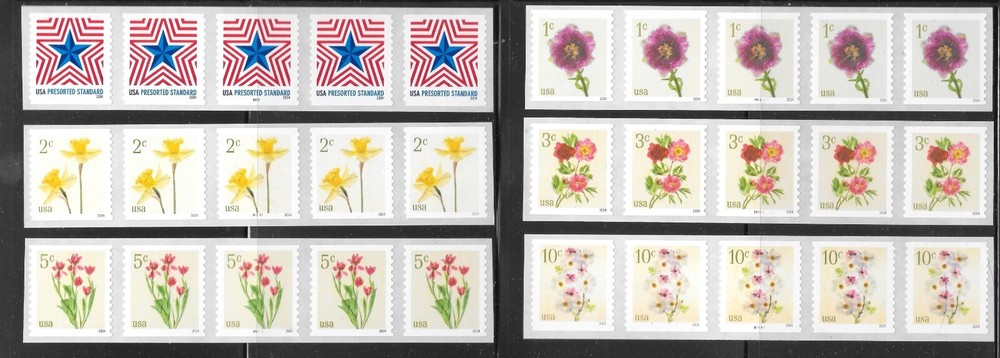 COMPLETE 2024 Plate Number Coil YEAR SET--9 Different Issues, MNH, F-VF