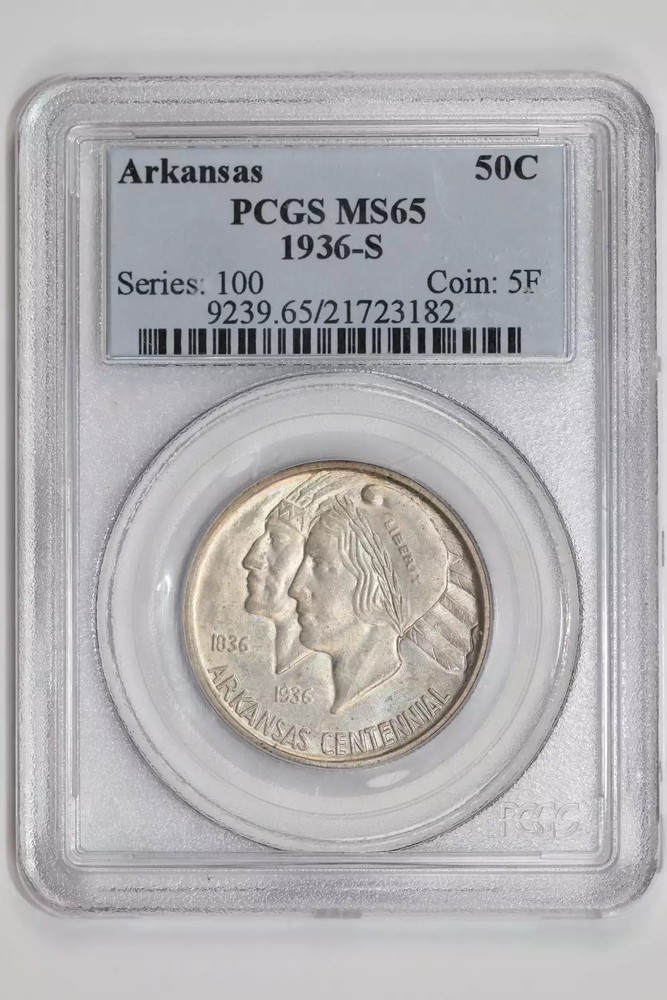 1936-S ARKANSAS COMMEMORATIVE HALF DOLLAR PCGS MS65
