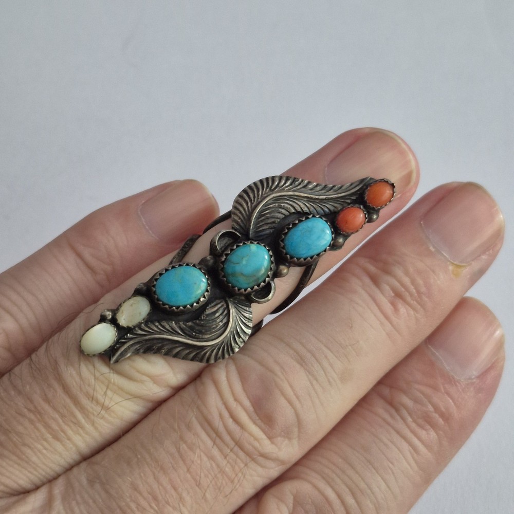 native american sterling Silver Ring J Apachito Multistone Size 7