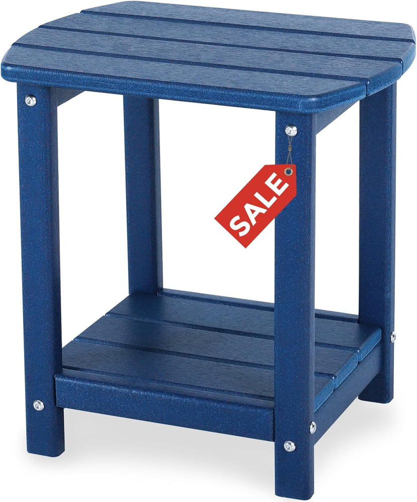 Adirondack Square Outdoor Side Table,-Tier Storage Patio Side Table, HDPE End Ta