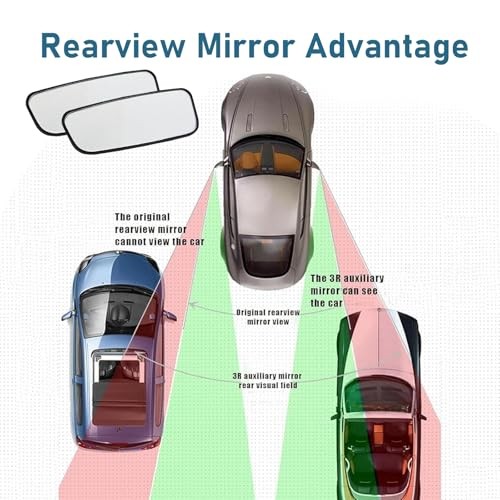 2 PCS Blind Spot Mirror, Framed Rectangular HD Glass Rear View Mirror,