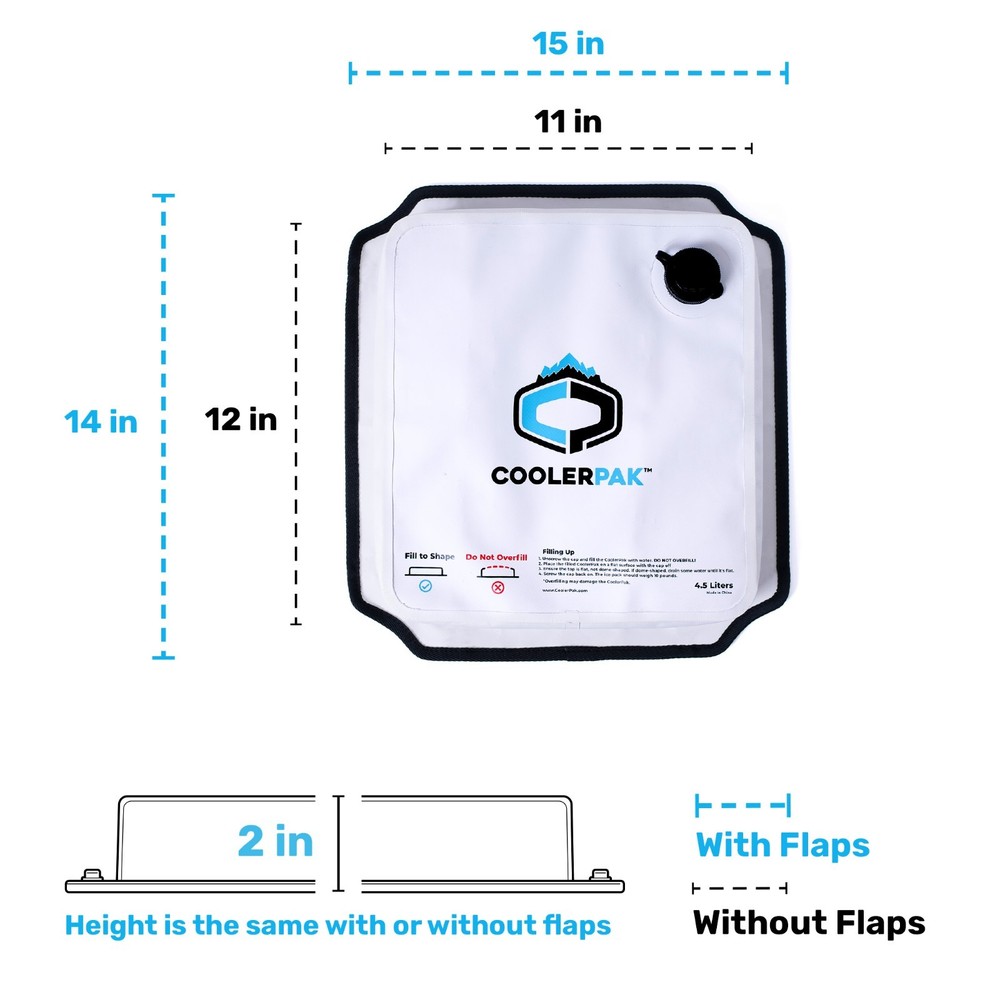CoolerPak 10lb Refillable Reusable Drainable Ice Pack - Hook & Loop Fastener