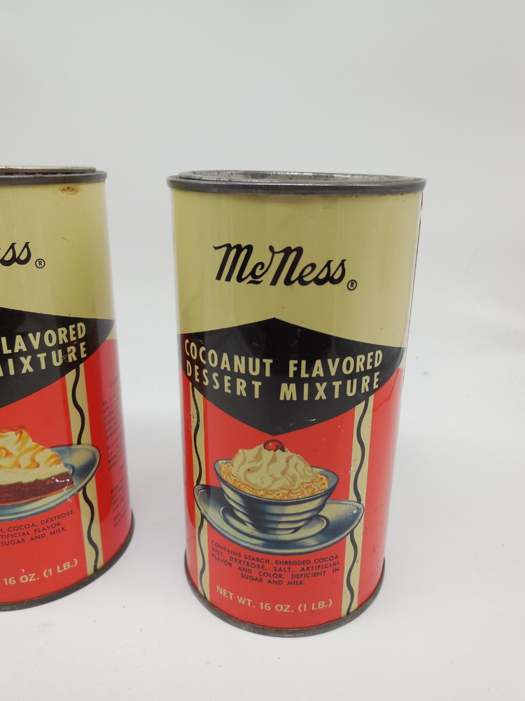 Vintage McNess Chocolate & Cocoanut Flavored Dessert Mixture Tin