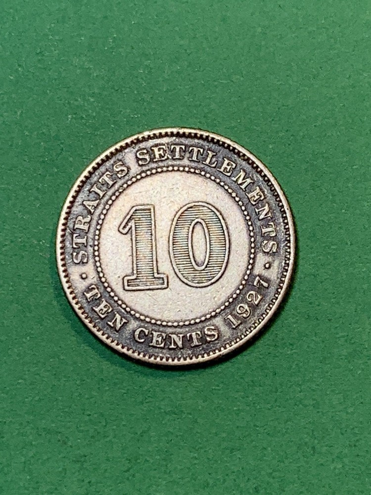 1927 Straits Settlements Silver 10 Cents (A2285)