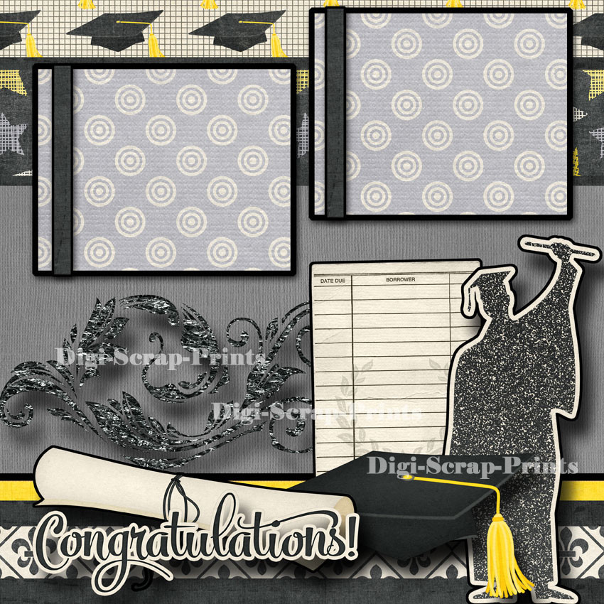 Graduation Boy 2 premade scrapbook pages layout printed paper piecing digiscrap