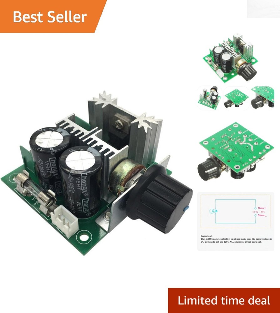 Robust 10A DC Motor Speed Controller - PWM Regulator with Fuse Protection