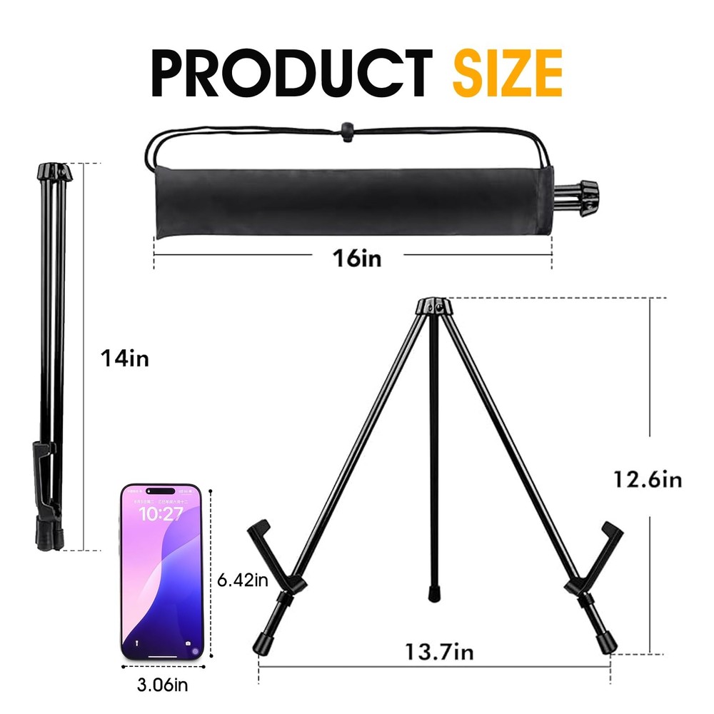 3 Pack 14'' Tabletop Easels, Black Steel Table Top Easels for Display, Adjust...