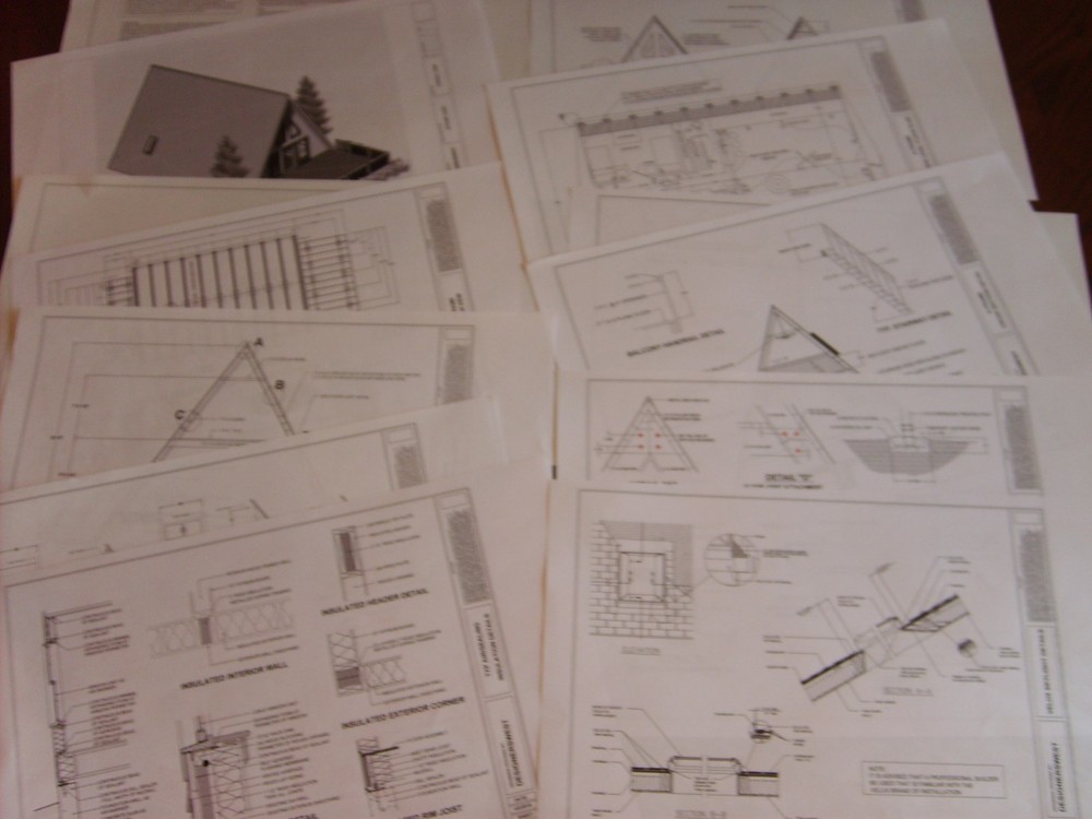 A-Frame Cabin Plans 1344 square feet. Two Bedrooms