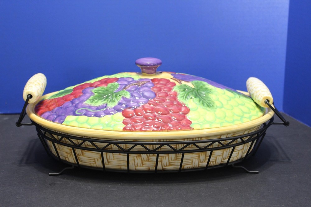 Temp-tations Presentable Ovenware By Tara Fruit Basket Pattern 4 Piece Set