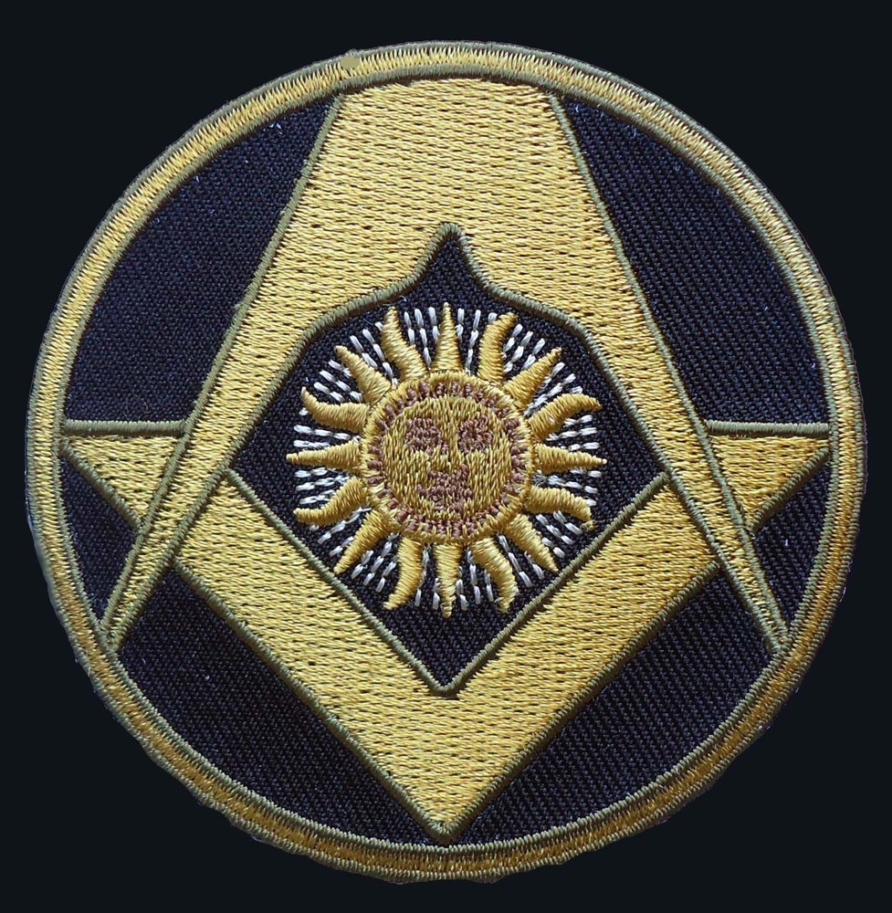 MASONIC SQUARE COMPASS SUN EMROIDERED IRON ON PATCH