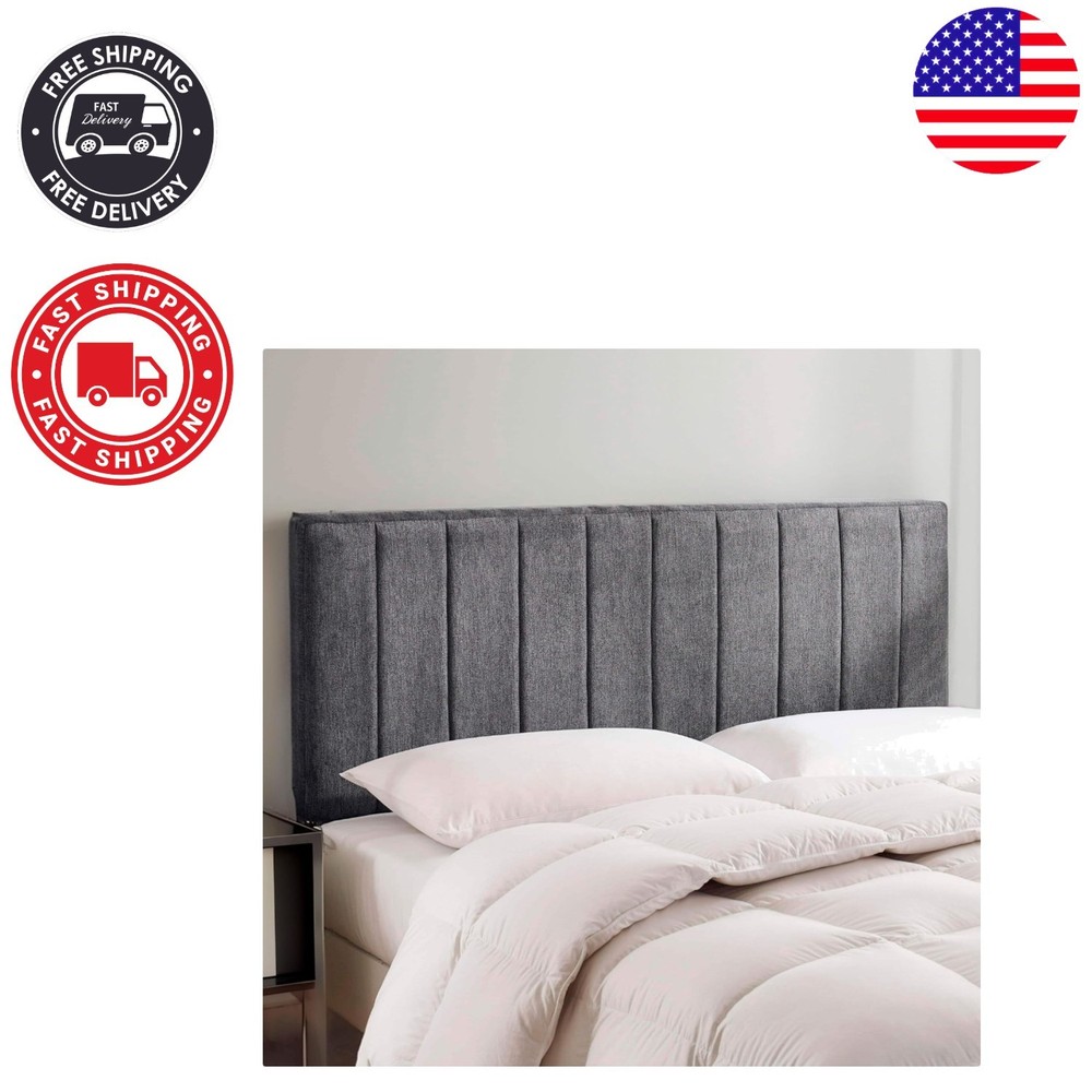 Chic Grey Queen Headboard - Foldable, Stain-Resistant, Modern Design for Comfort