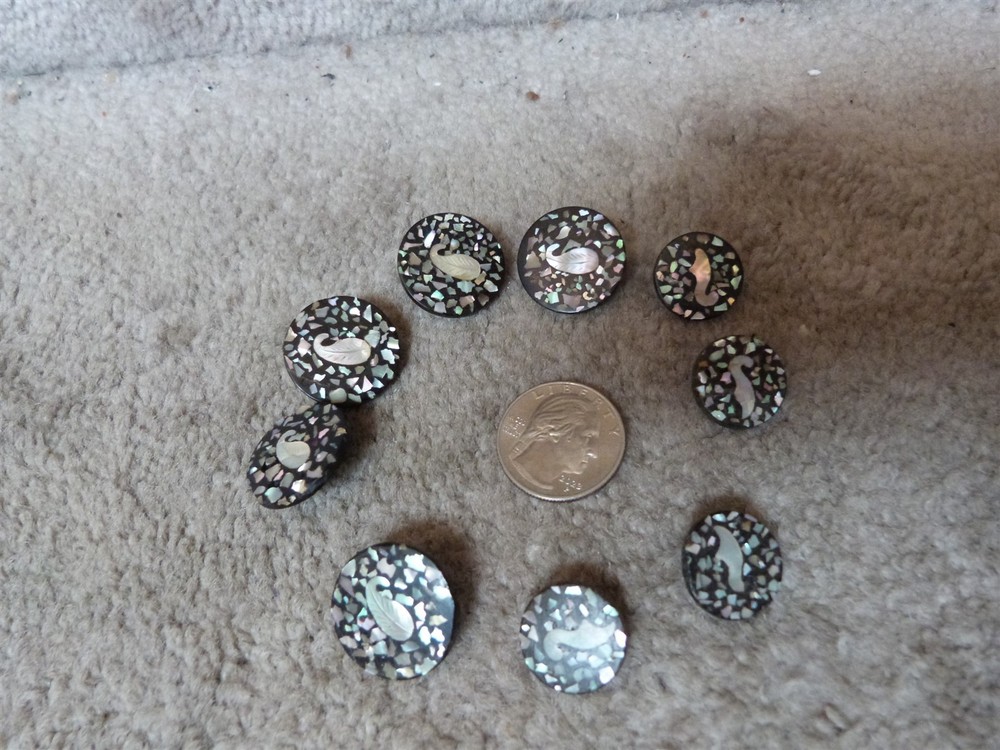 VTG matching composition abalone flake confetti leaf button lot diff sizes #101