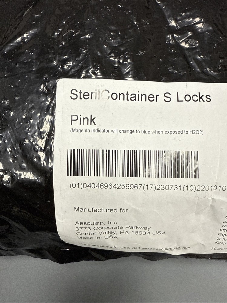 Aesculap Sterilization Tamper Evident S Lock SterilContainer Pink US910 1000 PC